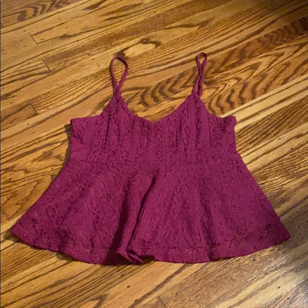 Garage lace peplum tank